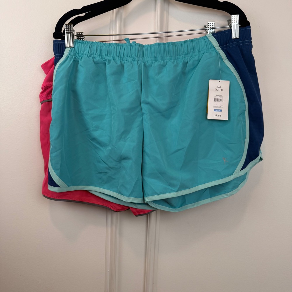 Danskin Now Womens Active Shorts Bundle Pink 2-in-1 & Teal Woven L 12-14 NWT - Picture 2 of 8